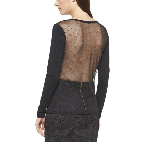 Altuzarra for Target Henley top Sheer Back Dot Tulle Sz M Black Y2K Sexy - Picture 2 of 8